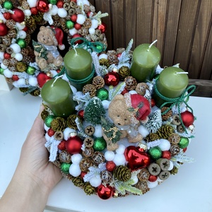 Adventi koszorú macis - karácsony - adventi díszek - adventi koszorú - Meska.hu