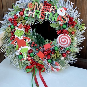 Grincs ajtódísz 35 cm - karácsony - adventi díszek - adventi ajtódísz - Meska.hu