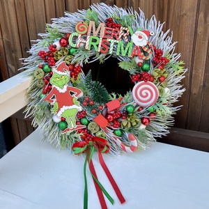 Grincs ajtódísz 35 cm, Karácsony, Adventi díszek, Adventi ajtódísz, Virágkötés, MESKA