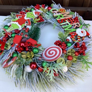 Grincs ajtódísz 35 cm - karácsony - adventi díszek - adventi ajtódísz - Meska.hu