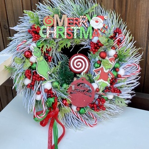 Grincs ajtódísz 35 cm - karácsony - adventi díszek - adventi ajtódísz - Meska.hu