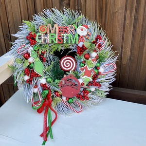 Grincs ajtódísz 35 cm, Karácsony, Adventi díszek, Adventi ajtódísz, Virágkötés, MESKA