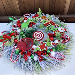 Grincs ajtódísz 35 cm - karácsony - adventi díszek - adventi ajtódísz - Meska.hu