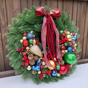 Adventi ajtódísz 35 cm, Karácsony, Karácsonyi lakásdekoráció, Karácsonyi ajtódíszek, Virágkötés, MESKA