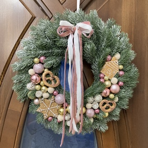 Adventi ajtódísz 35 cm, Karácsony, Karácsonyi lakásdekoráció, Karácsonyi ajtódíszek, Virágkötés, MESKA