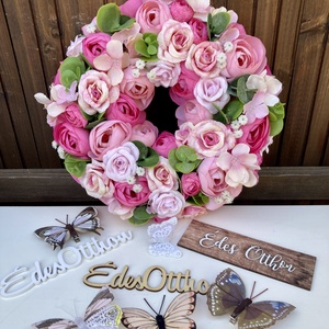 Csupa virágos kopogtató 28 cm - otthon & életmód - dekoráció - ajtó- és ablak dekoráció - ajtódísz & kopogtató - Meska.hu