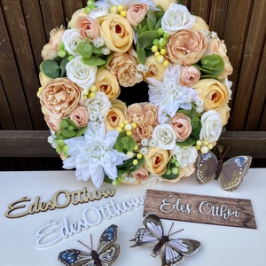 Csupa virágos kopogtató 28 cm - otthon & életmód - dekoráció - ajtó- és ablak dekoráció - ajtódísz & kopogtató - Meska.hu