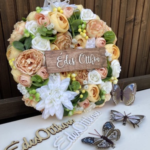 Csupa virágos kopogtató 28 cm - otthon & életmód - dekoráció - ajtó- és ablak dekoráció - ajtódísz & kopogtató - Meska.hu