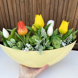 Tulipános asztaldísz 40 cm  - otthon & életmód - virágdekoráció - virágdíszek - virágdísz kaspóban - Meska.hu