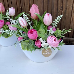 Tulipános asztaldísz, Otthon & Életmód, Virágdekoráció, Virágdíszek, Virágdísz kaspóban, Virágkötés, MESKA