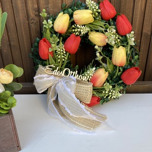 Élethű tulipános ajtódísz - otthon & életmód - dekoráció - ajtó- és ablak dekoráció - ajtódísz & kopogtató - Meska.hu