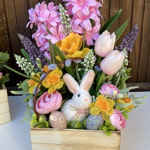 Húsvéti nagy asztaldísz 35 cm - otthon & életmód - virágdekoráció - virágdíszek - virágdísz kaspóban - Meska.hu