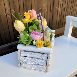 Húsvéti asztaldísz 26 cm - otthon & életmód - virágdekoráció - virágdíszek - virágdísz kaspóban - Meska.hu