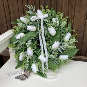 Tulipános ajtódísz, Otthon & Életmód, Dekoráció, Ajtó- és ablak dekoráció, Ajtódísz & Kopogtató, Virágkötés, MESKA