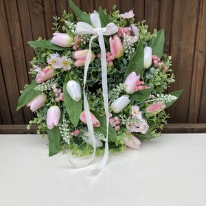 Tulipános ajtódísz, Otthon & Életmód, Dekoráció, Ajtó- és ablak dekoráció, Ajtódísz & Kopogtató, Virágkötés, MESKA