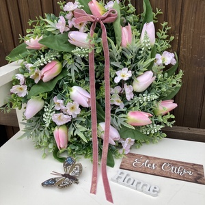 Tulipános ajtódísz - otthon & életmód - dekoráció - ajtó- és ablak dekoráció - ajtódísz & kopogtató - Meska.hu