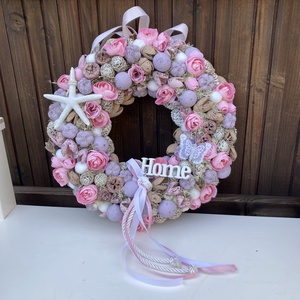 Pasztell ajtódísz 30 cm, Otthon & Életmód, Dekoráció, Ajtó- és ablak dekoráció, Ajtódísz & Kopogtató, Virágkötés, MESKA