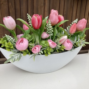 Tulipános asztaldísz 40 cm  - otthon & életmód - virágdekoráció - virágdíszek - virágdísz kaspóban - Meska.hu
