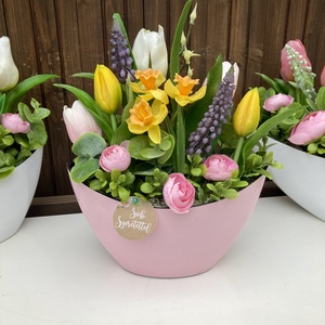 Tulipános asztaldísz 20 cm  - otthon & életmód - virágdekoráció - virágdíszek - virágdísz kaspóban - Meska.hu