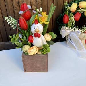 Húsvéti asztaldísz, Ünnepi díszek, dekorációk, Húsvéti díszek és dekorációk, Húsvéti virágos díszek, Virágkötés, MESKA