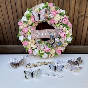 Tavaszi-nyári 30 cm ajtódísz , Otthon & Életmód, Dekoráció, Ajtó- és ablak dekoráció, Ajtódísz & Kopogtató, Virágkötés, MESKA