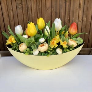 Tulipános asztaldísz 40 cm , Otthon & Életmód, Virágdekoráció, Virágdíszek, Virágdísz kaspóban, Virágkötés, MESKA