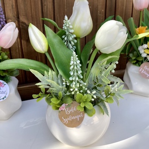 Tulipános asztaldísz  - otthon & életmód - virágdekoráció - virágdíszek - virágdísz kaspóban - Meska.hu