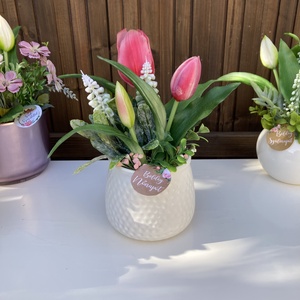 Tulipános asztaldísz, Otthon & Életmód, Virágdekoráció, Virágdíszek, Virágdísz kaspóban, Virágkötés, MESKA