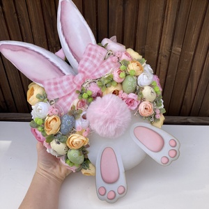 Nyuszi popi ajtódísz  - ünnepi díszek, dekorációk - húsvéti díszek és dekorációk - húsvéti ajtódísz, kopogtató - Meska.hu