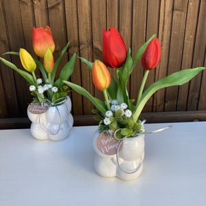 Nőnapi tulip�nos asztaldísz, Otthon & Életmód, Virágdekoráció, Virágdíszek, Virágdísz kaspóban, Virágkötés, MESKA
