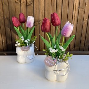 Nőnapi tulip�nos asztaldísz, Otthon & Életmód, Virágdekoráció, Virágdíszek, Virágdísz kaspóban, Virágkötés, MESKA