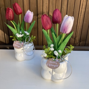 Nőnapi tulip�nos asztaldísz, Otthon & Életmód, Virágdekoráció, Virágdíszek, Virágdísz kaspóban, Virágkötés, MESKA