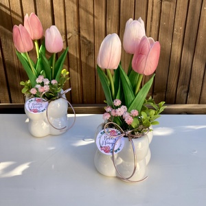 Nőnapi tulip�nos asztaldísz, Otthon & Életmód, Virágdekoráció, Virágdíszek, Virágdísz kaspóban, Virágkötés, MESKA