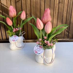Nőnapi tulip�nos asztaldísz, Otthon & Életmód, Virágdekoráció, Virágdíszek, Virágdísz kaspóban, Virágkötés, MESKA