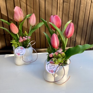 Nőnapi tulip�nos asztaldísz, Otthon & Életmód, Virágdekoráció, Virágdíszek, Virágdísz kaspóban, Virágkötés, MESKA