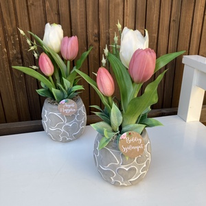 Tavaszi asztaldísz, Otthon & Életmód, Virágdekoráció, Virágdíszek, Virágdísz kaspóban, Virágkötés, MESKA