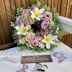 Tavaszi ajtódísz , Otthon & Életmód, Dekoráció, Ajtó- és ablak dekoráció, Ajtódísz & Kopogtató, Virágkötés, MESKA