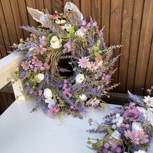 Levendula ajtódísz , Otthon & Életmód, Dekoráció, Ajtó- és ablak dekoráció, Ajtódísz & Kopogtató, Virágkötés, MESKA