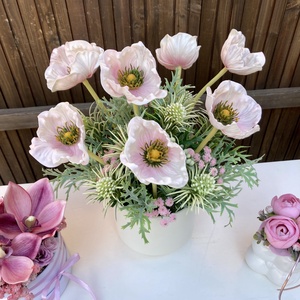 Anyák napi pipacsos asztaldísz - otthon & életmód - virágdekoráció - virágdíszek - virágdísz kaspóban - Meska.hu