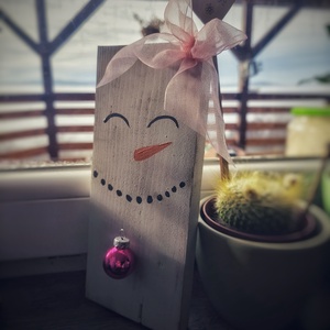 Hóember, hókislány, Karácsony, Karácsonyi lakásdekoráció, Karácsonyi lakásdíszek, Famegmunkálás, MESKA