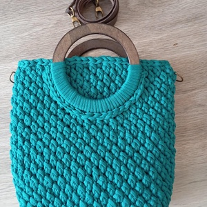 Horgolt crossbody táska türkiz színben - Meska.hu