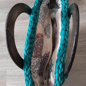 Horgolt crossbody táska türkiz színben - táska & tok - kézitáska & válltáska - vállon átvethető táska - Meska.hu