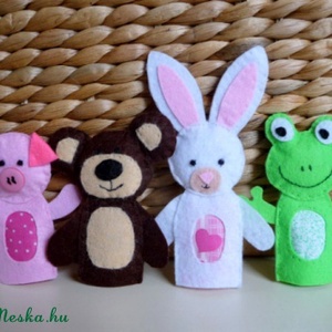 Ujjbáb készlet   4 db (béka, maci, nyuszi, malac) -  - Meska.hu