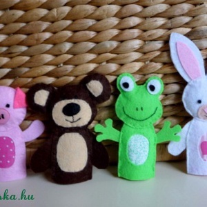 Ujjbáb készlet   4 db (béka, maci, nyuszi, malac) -  - Meska.hu