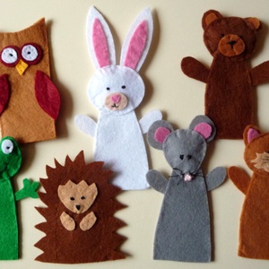 Ujjbáb készlet   7 db (béka, maci, nyuszi, cica, sün,bagoly,egér) -  - Meska.hu