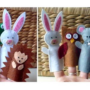 Ujjbáb készlet   7 db (béka, maci, nyuszi, cica, sün,bagoly,egér) -  - Meska.hu