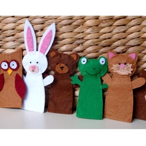 Ujjbáb készlet   7 db (béka, maci, nyuszi, cica, sün,bagoly,egér) -  - Meska.hu