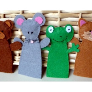 Ujjbáb készlet   7 db (béka, maci, nyuszi, cica, sün,bagoly,egér) -  - Meska.hu