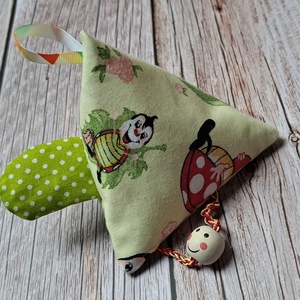 Szalagos babajáték, matatójáték, piramis - katicával - baba - mama - baba játékok - babakocka - Meska.hu