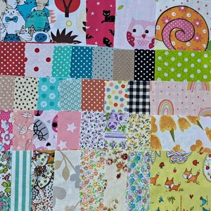 Pamutvászon anyagok, patchwork anyagok - 50 darabos csomag - Meska.hu
